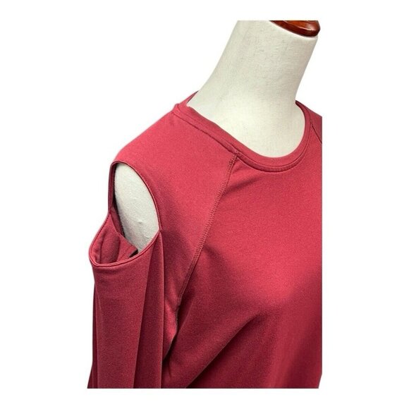 BCG Womens Split Shoulder Sweatshirt~Size Lrg~Deep Red Athletic Sporty Top L5 17 - Picture 4 of 13